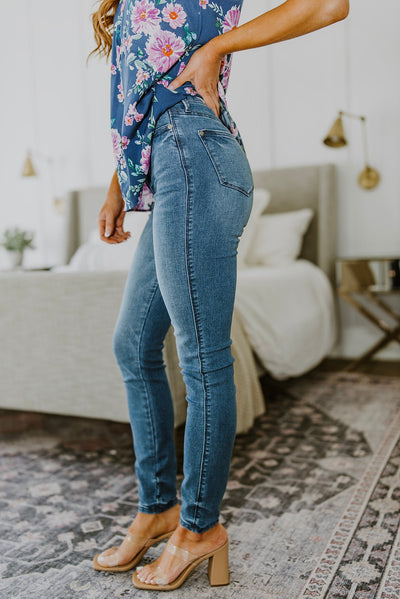 Brand Collab Juny Hi-Waist Control Top Cool Denim Skinny