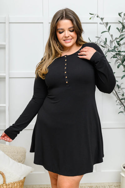 Brand Collab Brand Collab Long Sleeve Button Down Dress In Black