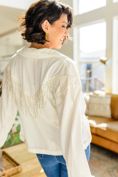 Brand Collab Loretta Rhinestone Fringe Jacket