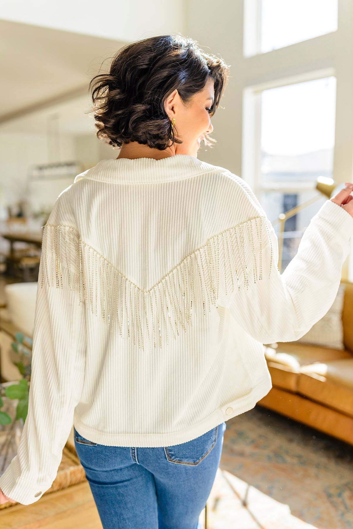 Brand Collab Loretta Rhinestone Fringe Jacket