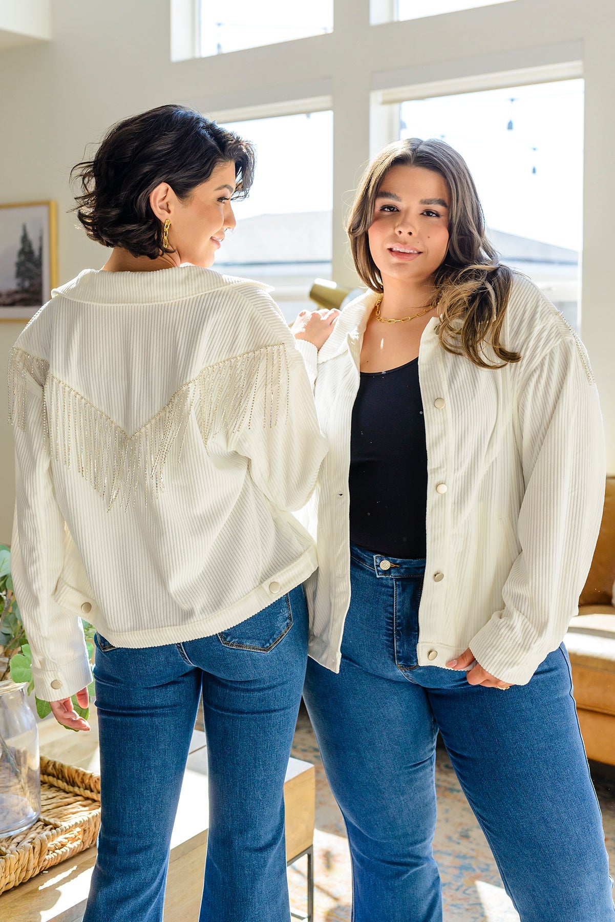Brand Collab Loretta Rhinestone Fringe Jacket