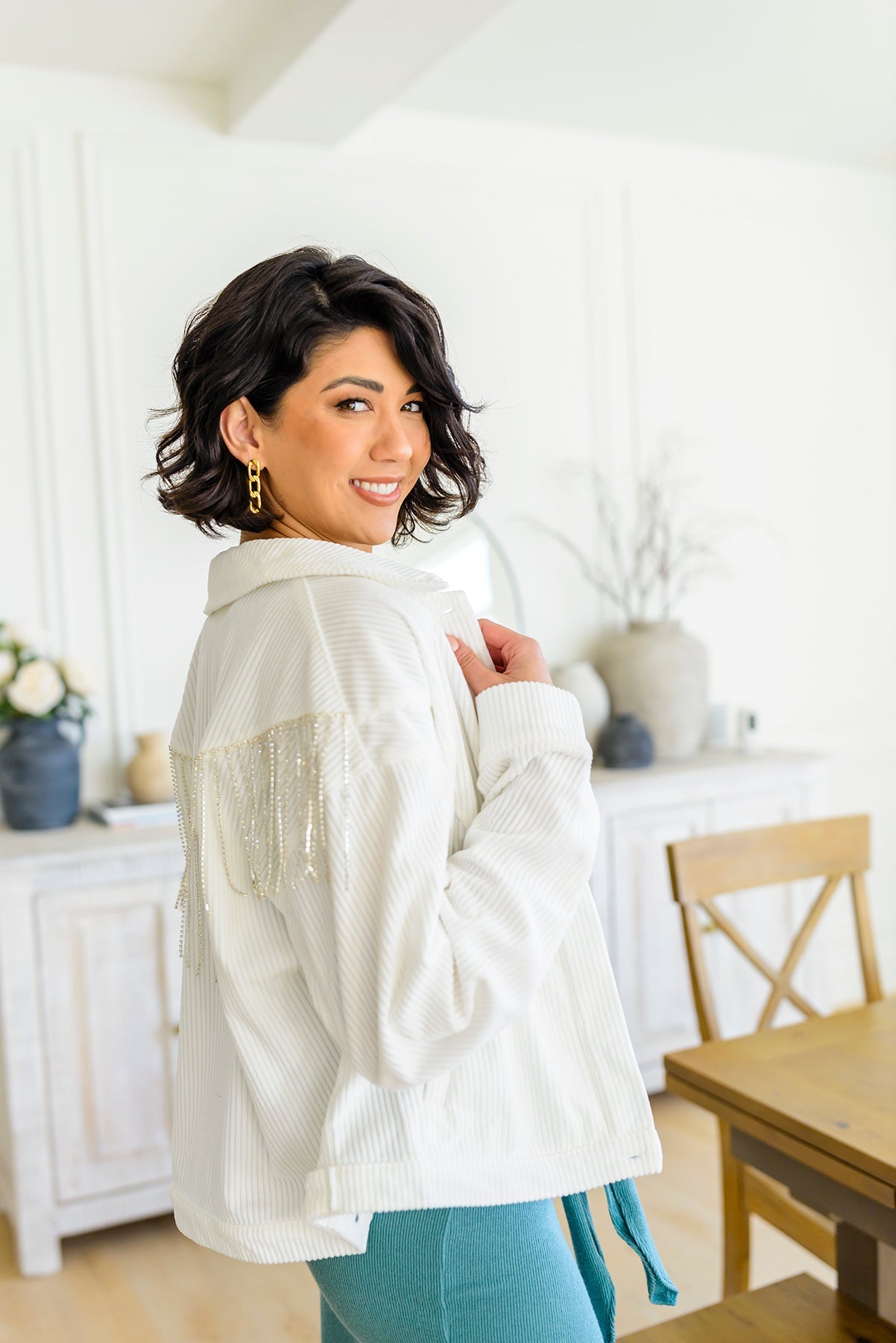 Brand Collab Loretta Rhinestone Fringe Jacket
