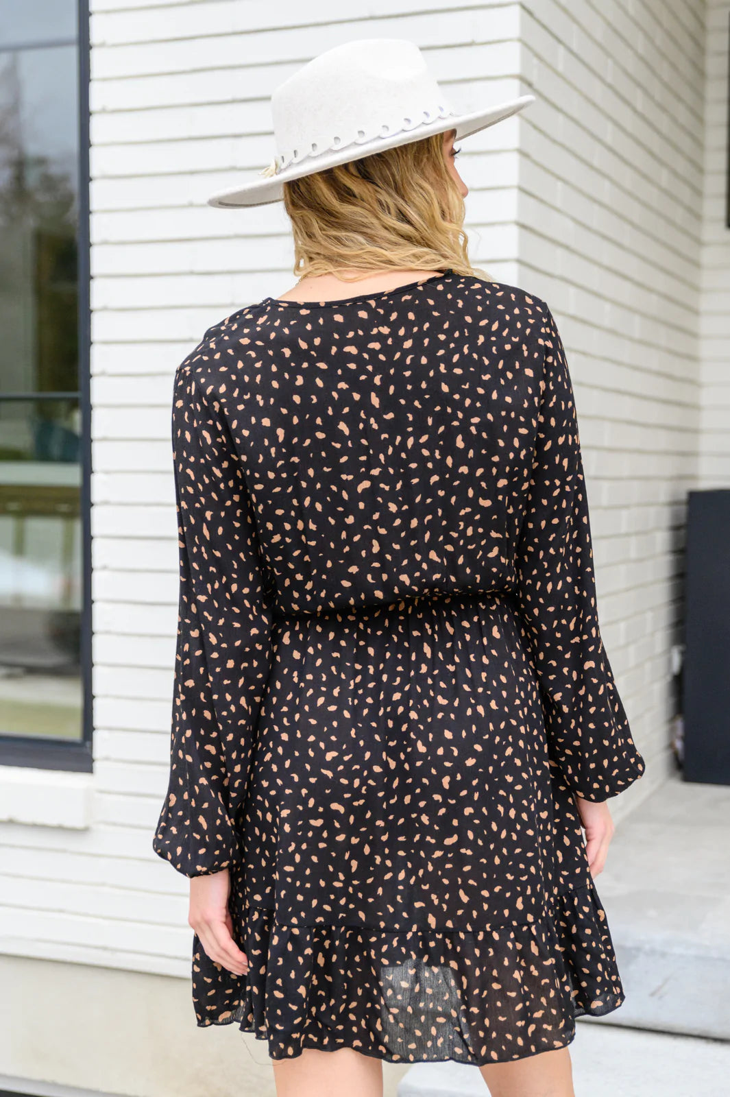 Brand Collab Make Your Happiness Long Sleeve Dress in Black