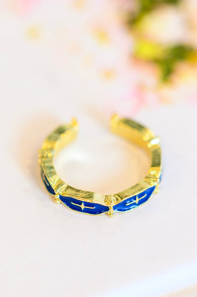 Brand Collab Mariana Hand Crafted Blue Cross Ring