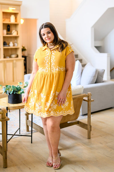 Brand Collab Marigold Embroidered Dress