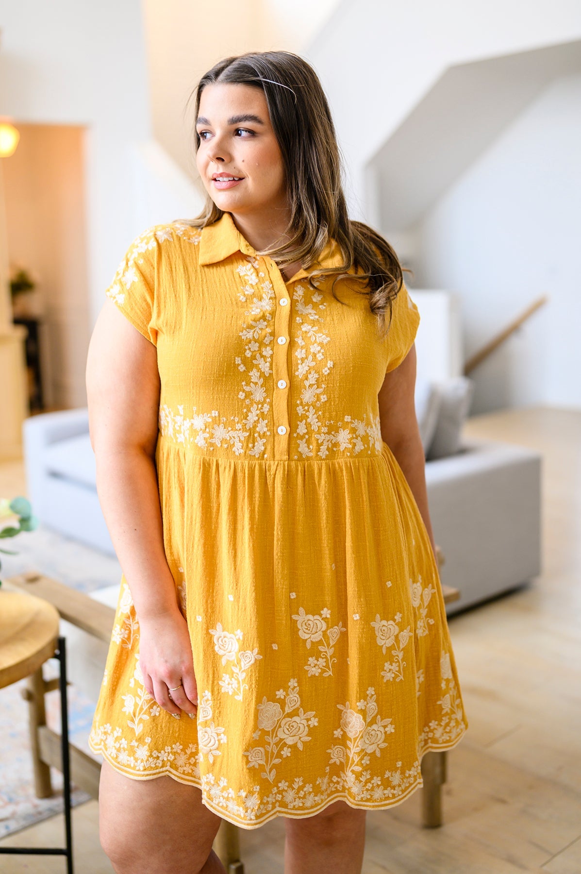 Brand Collab Marigold Embroidered Dress