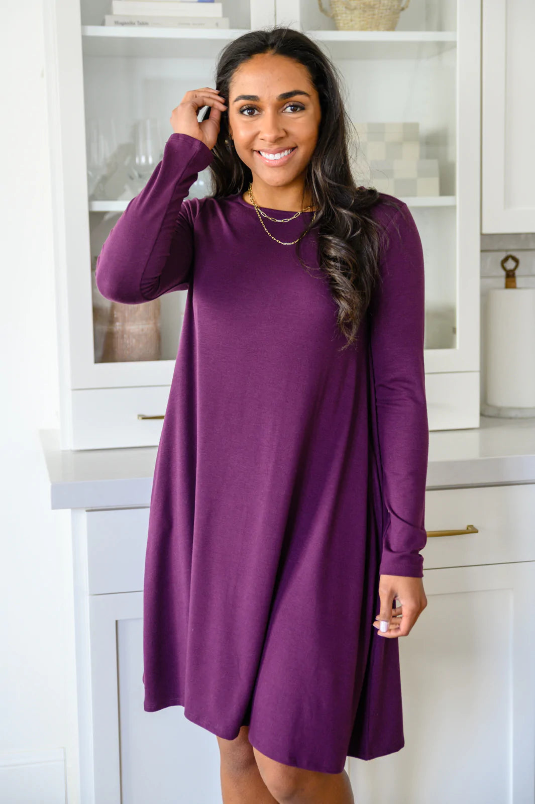 Brand Collab Brand Collab Most Reliable Long Sleeve Knit Dress In Plum