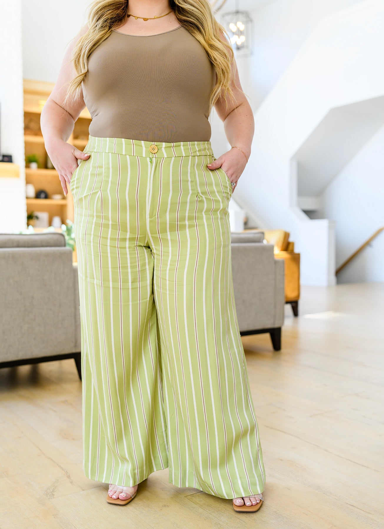 Brand Collab Never Underrated Striped Wide Leg Trousers