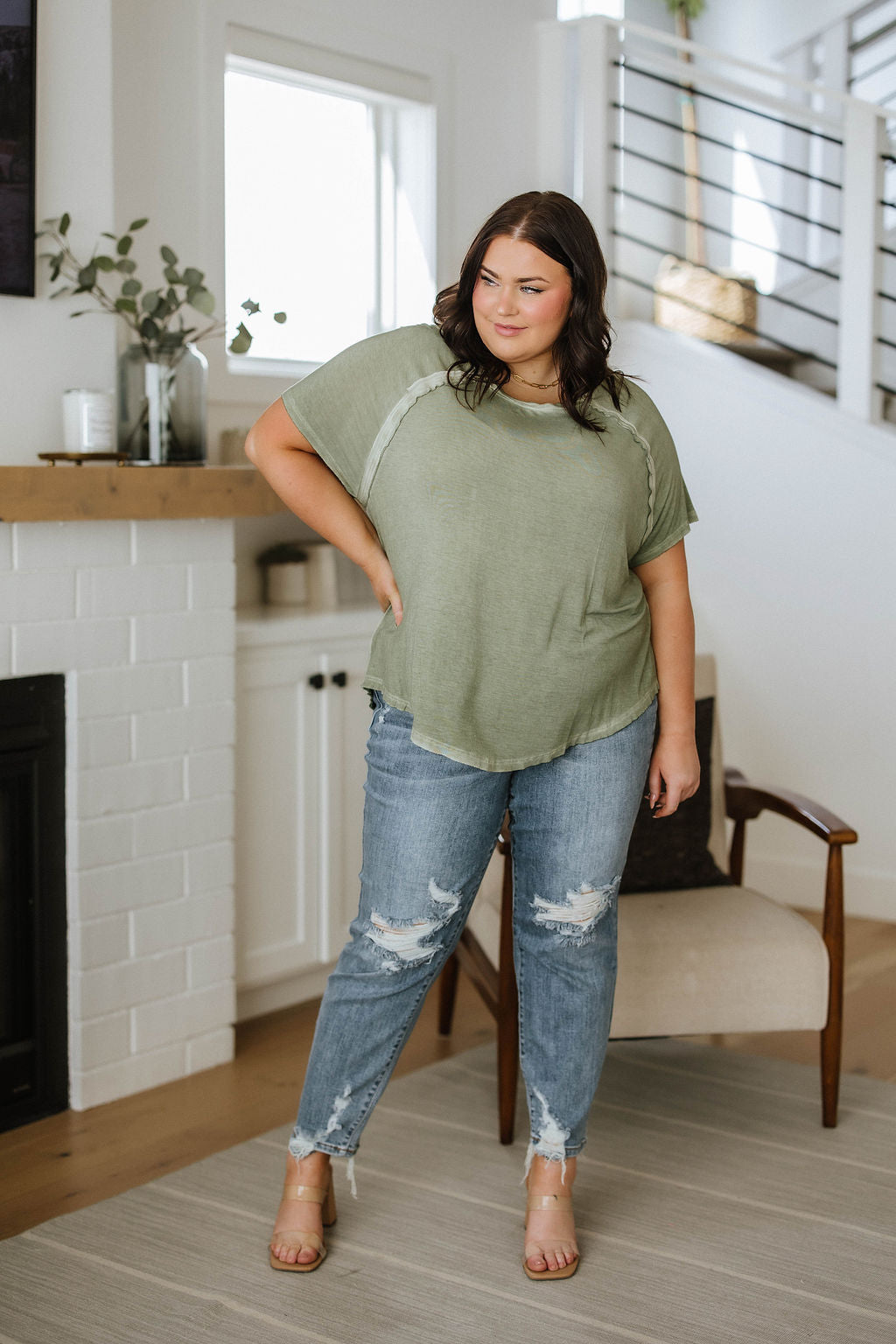 Brand Collab Josie Mid Rise Button Fly Boyfriend Jeans