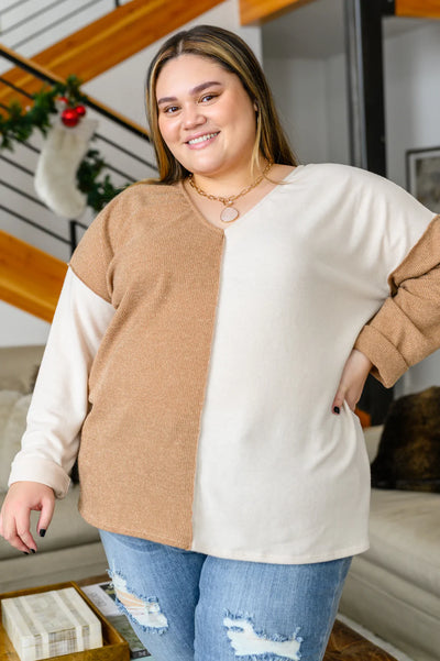 Brand Collab No Better Place Color Block Long Sleeve V-Neck Top
