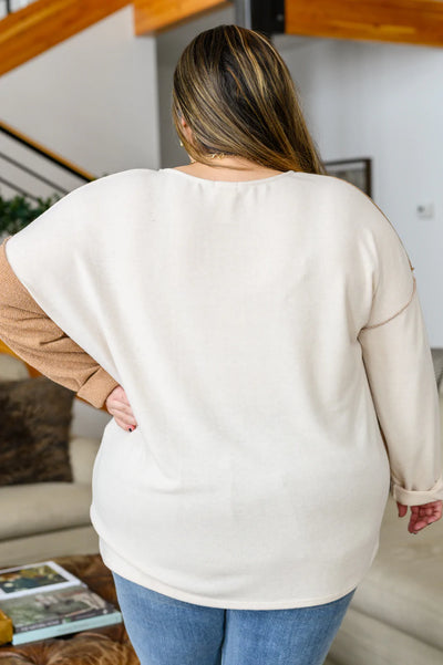 Brand Collab No Better Place Color Block Long Sleeve V-Neck Top