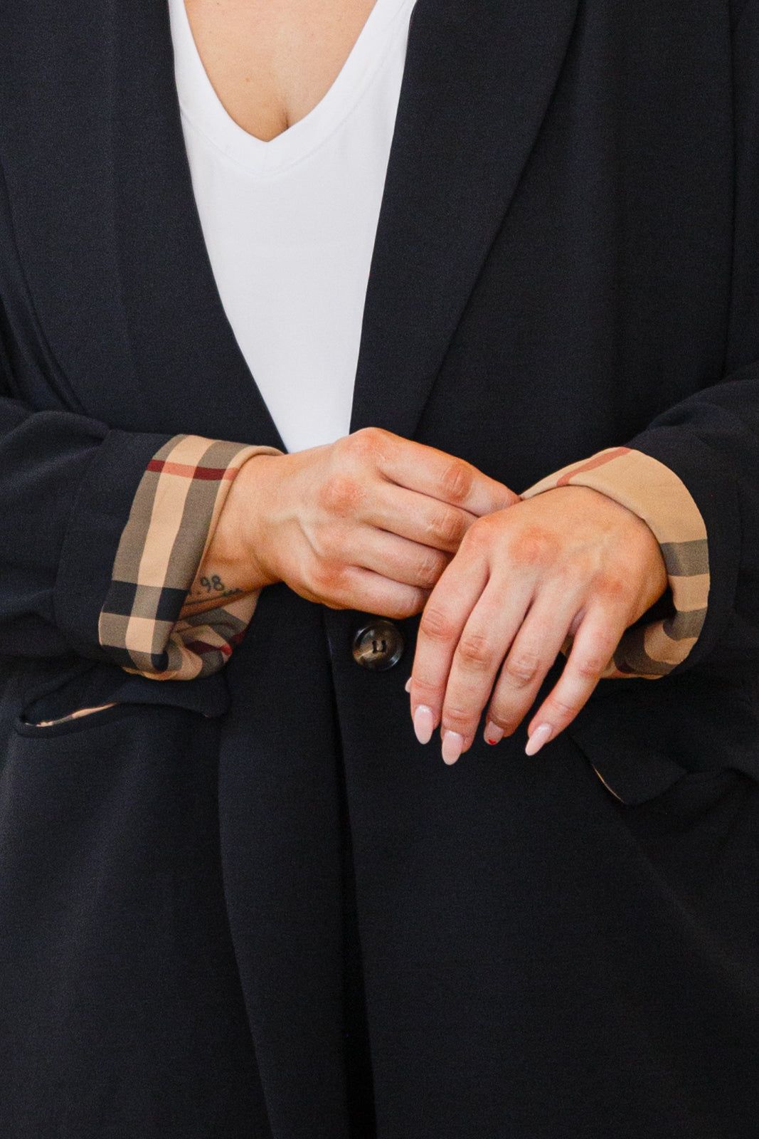 Brand Collab Notting Hill Plaid Lined Blazer in Black