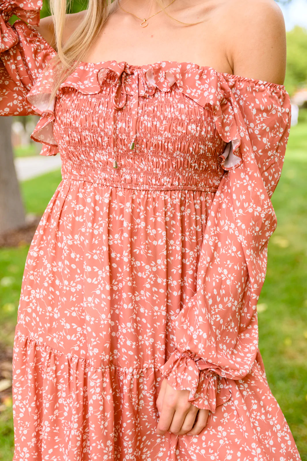 Brand Collab Brand Collab Now Is Your Chance Floral Midi Dress In Rust