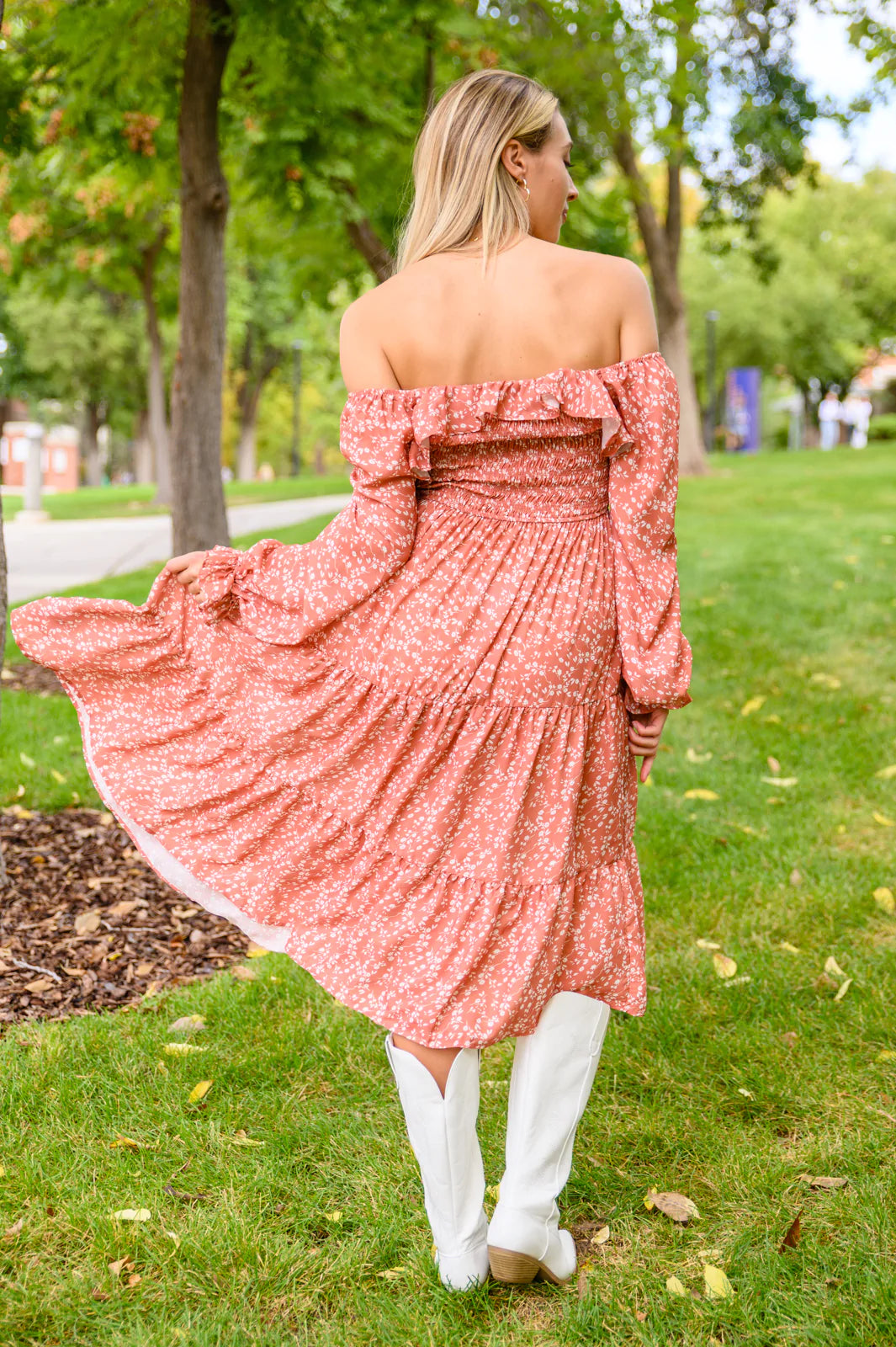 Brand Collab Brand Collab Now Is Your Chance Floral Midi Dress In Rust