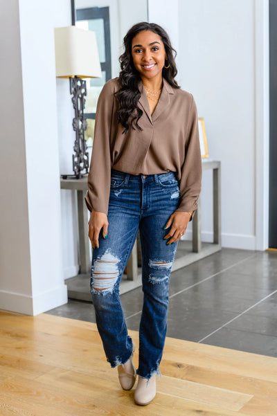 Brand Collab Professionally Perfect Ruched Sleeve Blouse