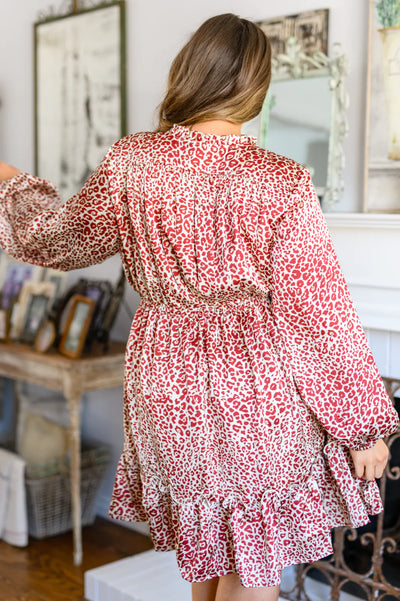 Brand Collab Rayven Animal Print Dress in Burgundy
