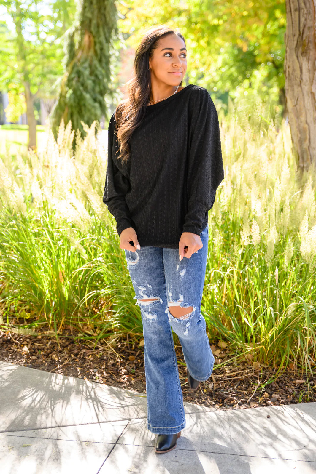 Brand Collab See Myself In You Boat Neck Dolman Sleeve Top