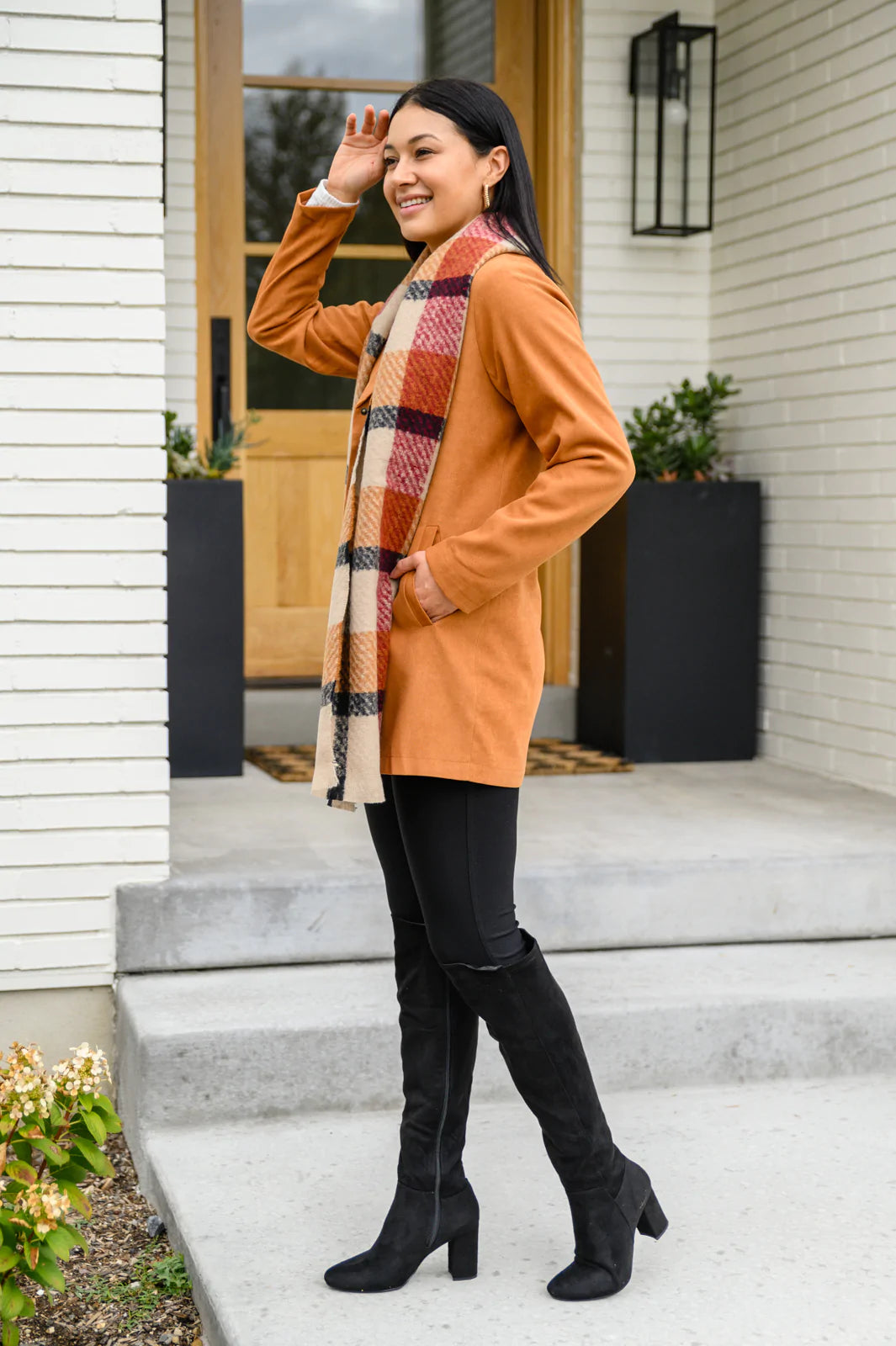 Brand Collab She's On Point Collared Coat In Rust