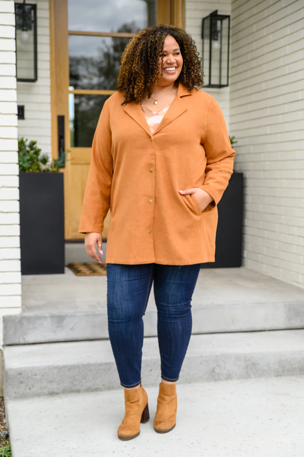 Brand Collab She's On Point Collared Coat In Rust