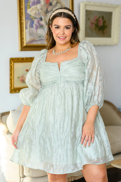 Brand Collab Brand Collab Spotting Fairies Puff Sleeve Dress in Sage
