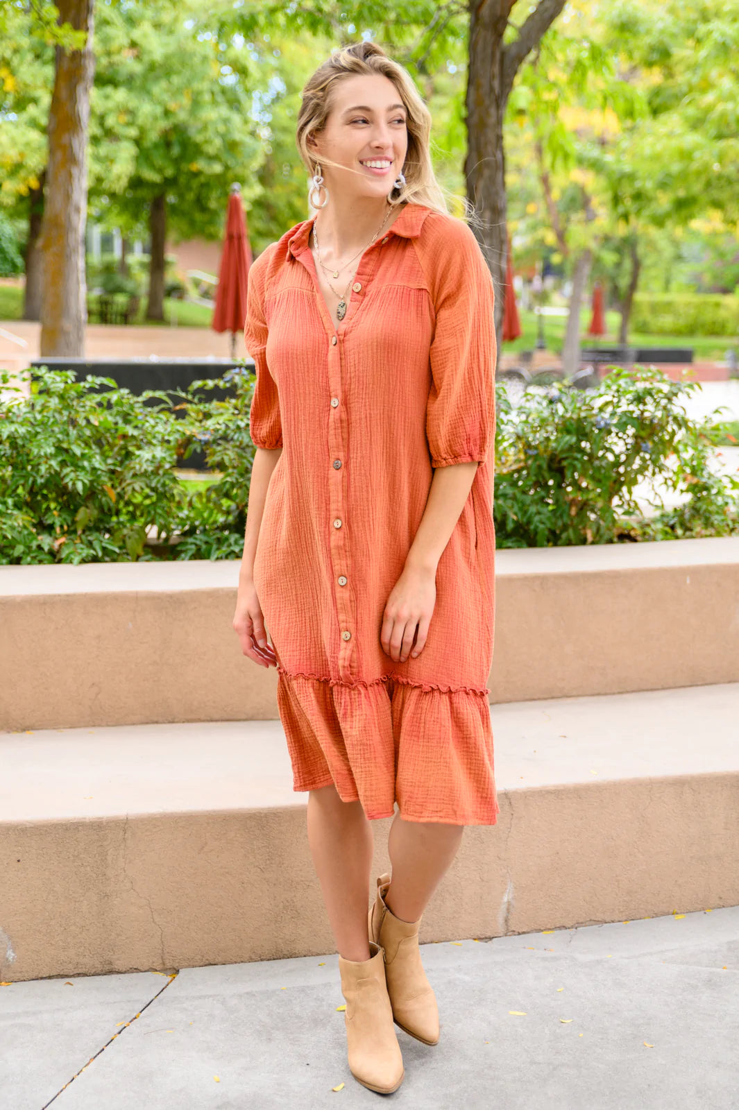 Brand Collab Stuck With You Vintage Overdye Dress In Rust