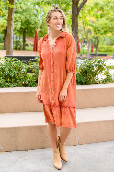 Brand Collab Stuck With You Vintage Overdye Dress In Rust