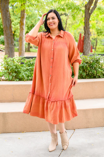Brand Collab Stuck With You Vintage Overdye Dress In Rust