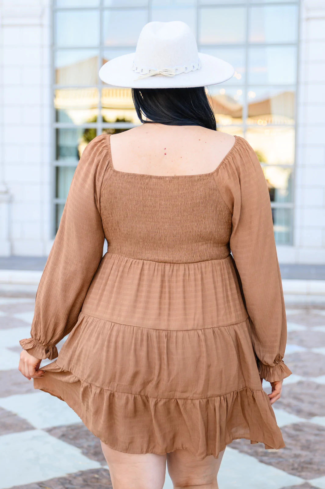 Brand Collab Brand Collab Sweetest Soul Tiered Knee Length Dress In Camel