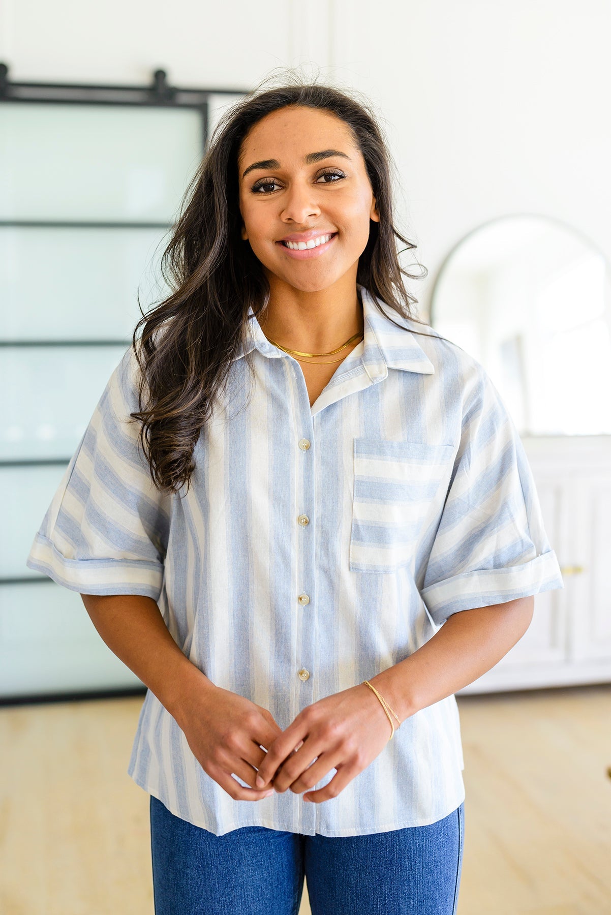 Brand Collab Tailored to Relax Striped Button Down