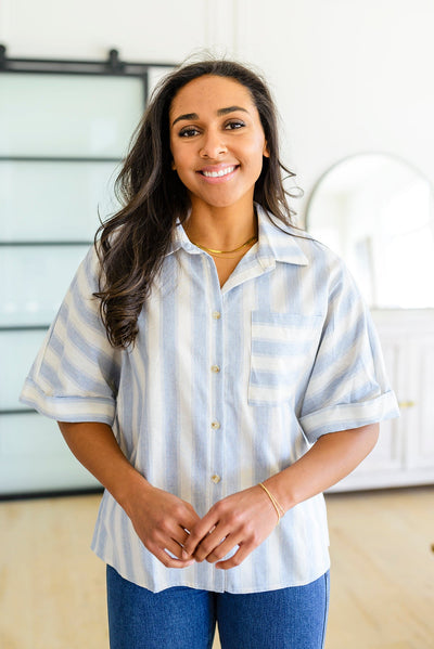 Brand Collab Tailored to Relax Striped Button Down