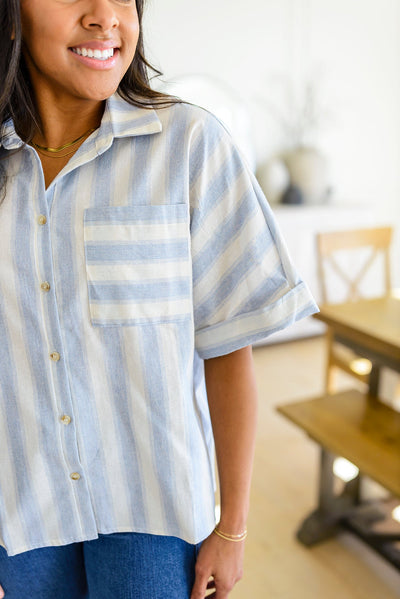 Brand Collab Tailored to Relax Striped Button Down