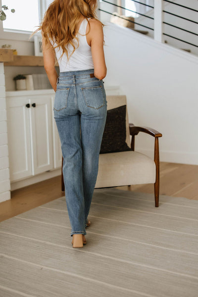 Brand Collab Tandy High Waist Slit Hem Straight Jeans