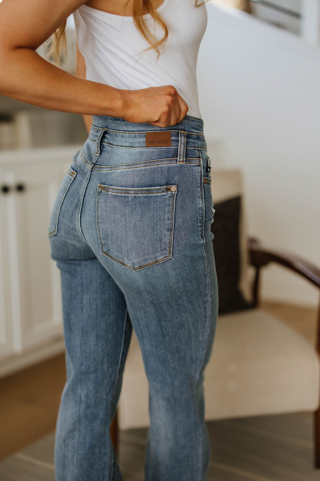Brand Collab Tandy High Waist Slit Hem Straight Jeans