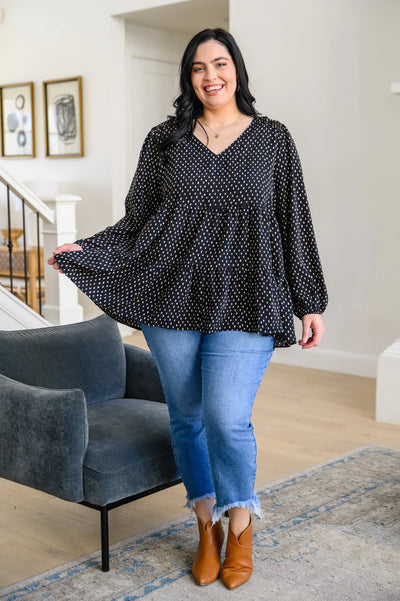 Brand Collab Tell Me I'm Yours Dot Print Tiered Blouse