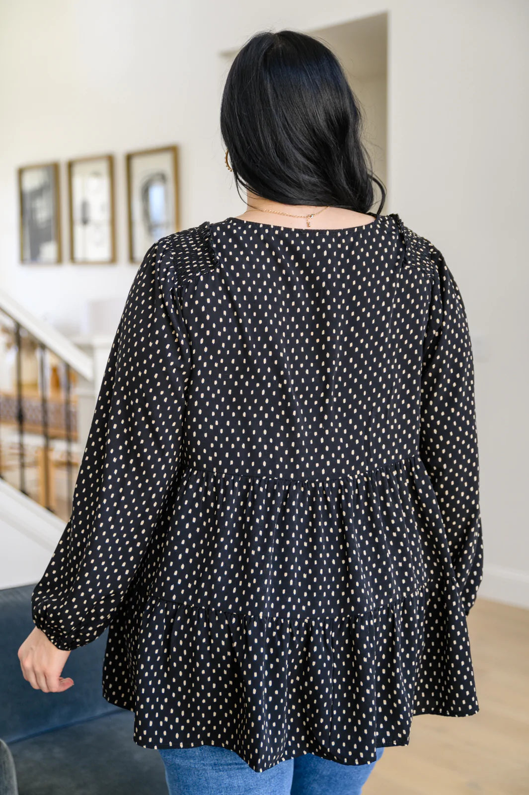 Brand Collab Tell Me I'm Yours Dot Print Tiered Blouse