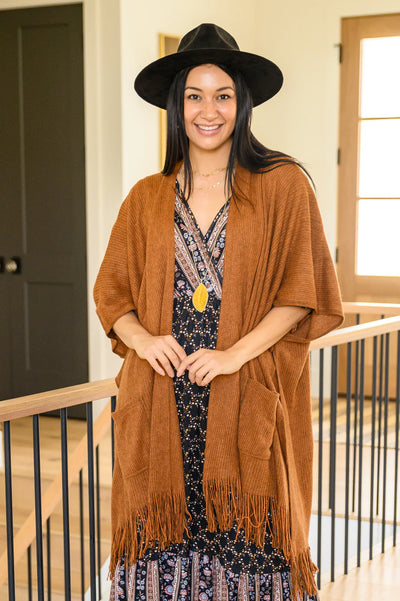 Brand Collab Tell My Story Rib Knit Kimono In Camel
