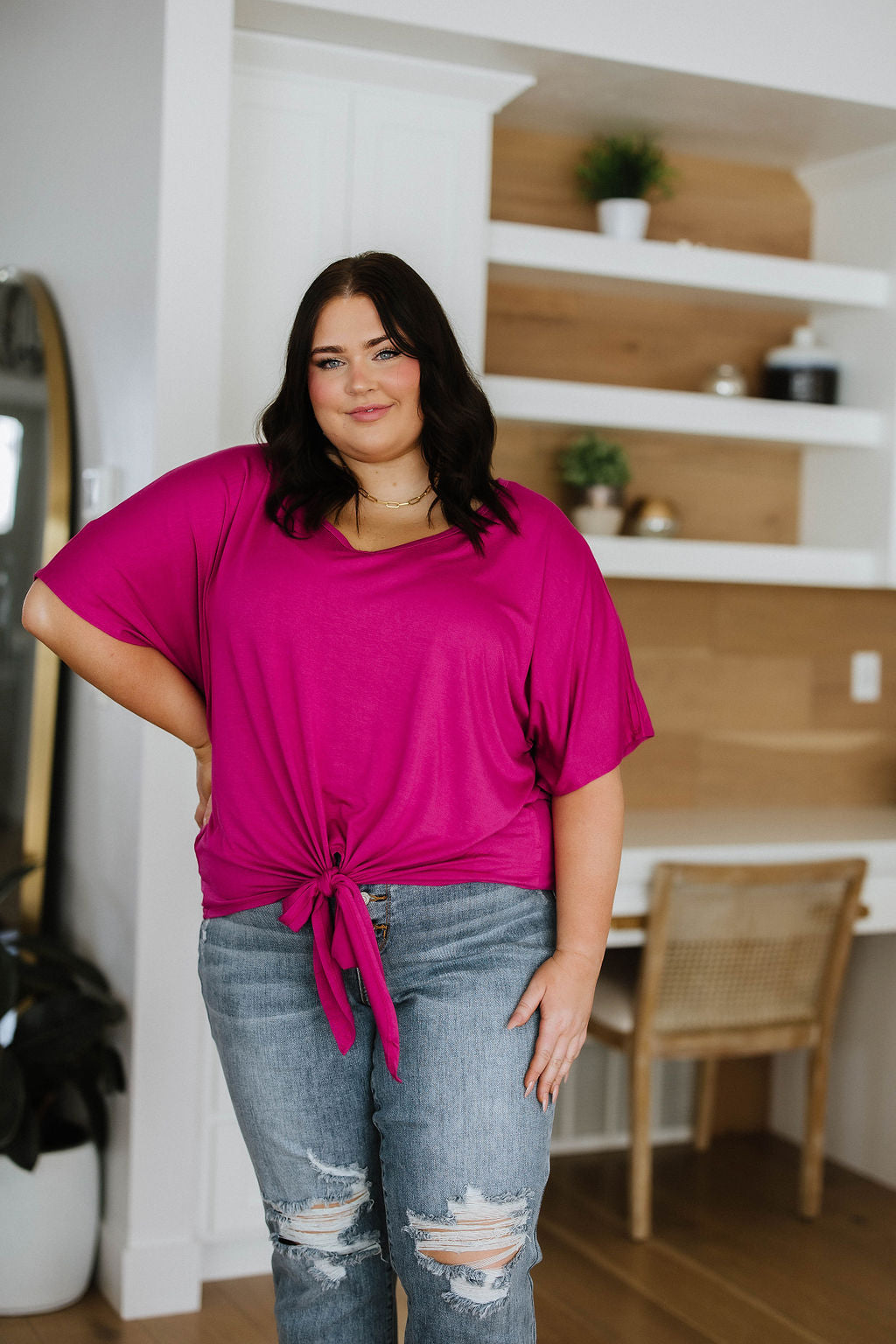 Brand Collab Tied Up With a Bow Top in Magenta