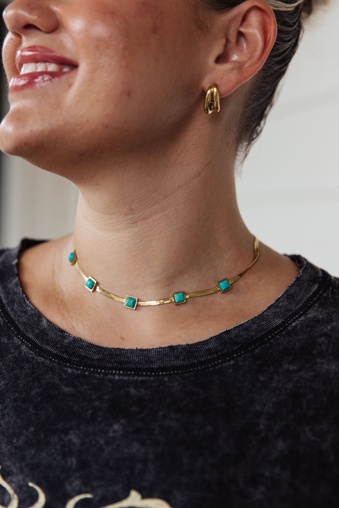Brand Collab Turquoise Squares Necklace