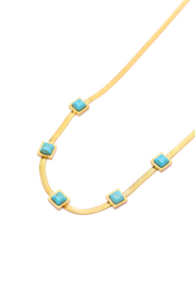 Brand Collab Turquoise Squares Necklace