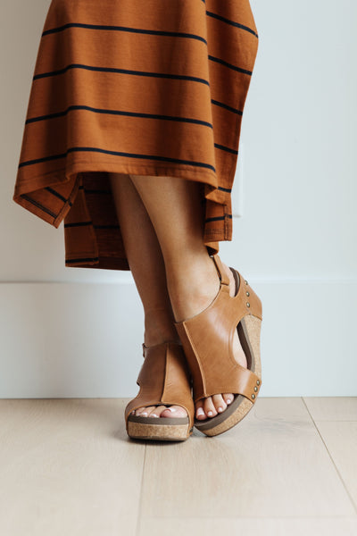 Brand Collab Walk This Way Wedge Sandals in Cognac