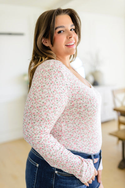 Brand Collab Wistful Wishes Floral Henley Bodysuit